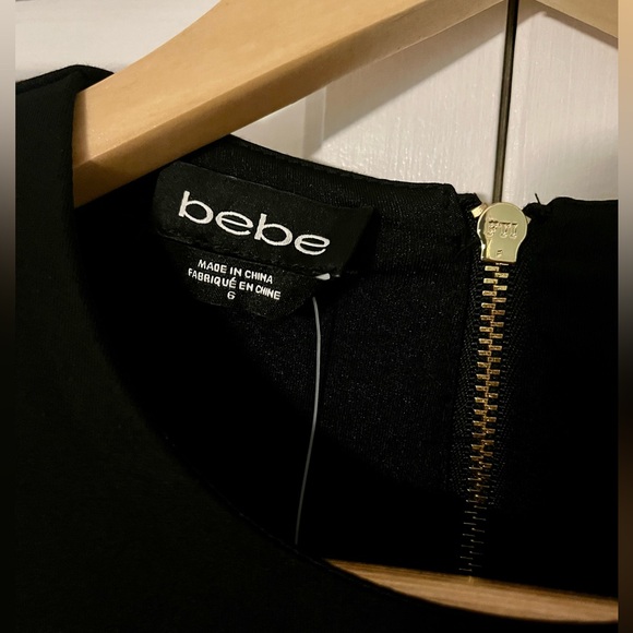 bebe Black knee-length sheath long-sleeved bodycon snake print cocktail dress - Picture 7 of 12